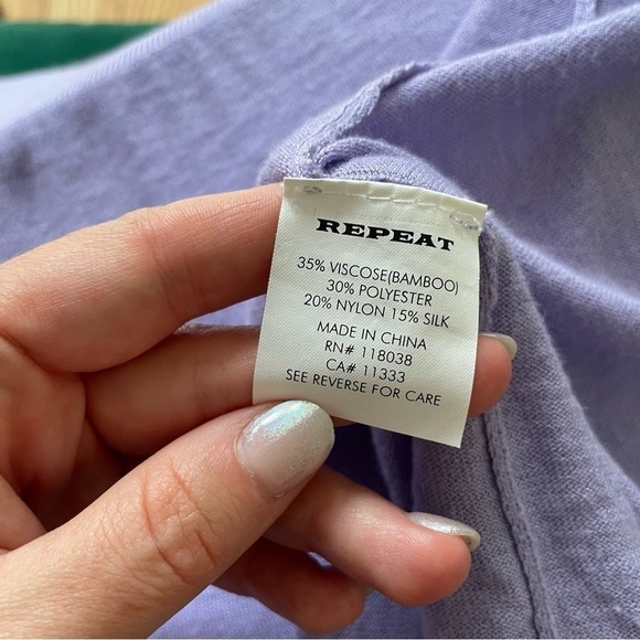 Repeat Soft Viscose Bamboo Blend Pastel Purple Tie Front Cardigan Sweater EUC M - Picture 7 of 9